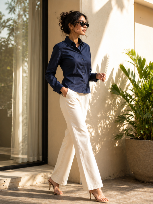 WOMEN'S PREMIUM 100% COTTON SATIN SHIRT