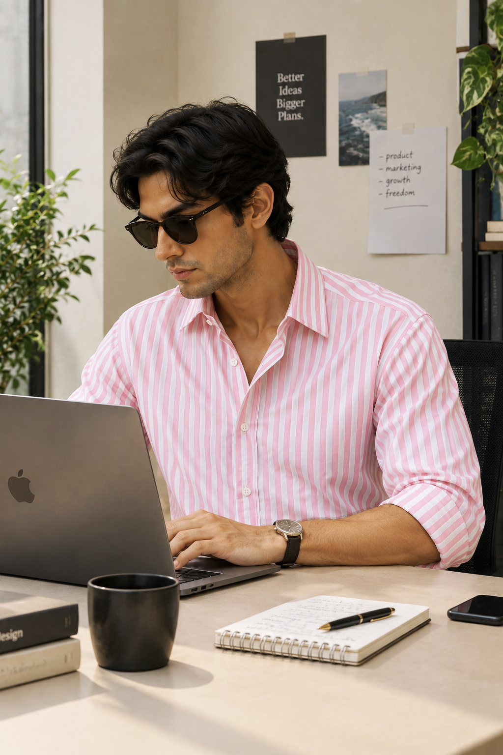 Men's 100% Cotton Satin Finish Striped Shirt